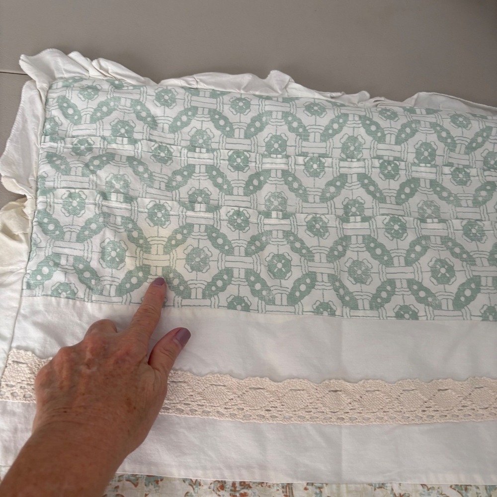 Madison Park Dawn Floral Patchwork King Comforter w/2 Shams Coral Grn Lace Trim - Picture 8 of 15